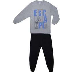 Pretty Baby Escape Παιδική Πιτζάμα Βαμβακερή Χειμωνιάτικη Μαύρη Γκρι 63982