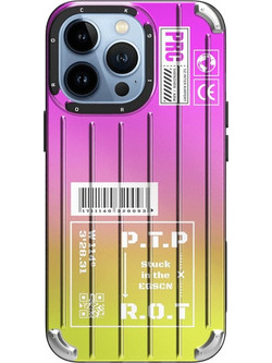 Θήκη iPhone 14 Pro ROCK Gradient Color Pet Series με εξαιρετικά ενυσχιμένες γωνίες Πλάτη από Premium TPU μωβ / κίτρινο