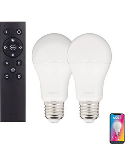 Xanlite Kozii Λαμπτηρας Led Smart Wifi και Bluetooth με Τηλεχειριστήριο CCT/RGB E27 A60 7W (60W) 806LM Συσκευασία 2 Τεμαχίων