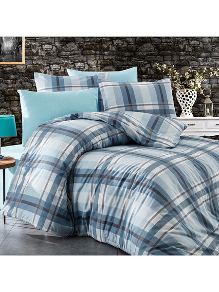 Dimcol Σετ Σεντόνια Μονά Βαμβακερά 160x240 Εκάβη 421 Sky Blue