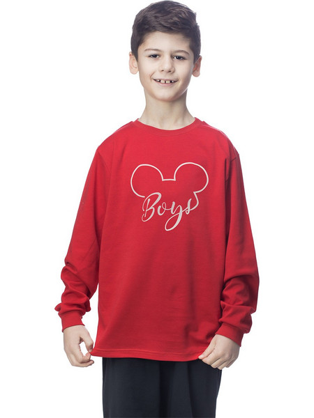 Galaxy Mickey Παιδική Πιτζάμα Βαμβακερή Χειμωνιάτικη Μαύρη Κόκκινη 102