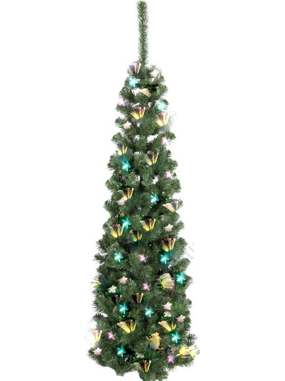 Χριστουγεννιάτικο Δέντρο Slim με Οπτικές ίνες και Λαμπάκια Πολύχρωμα Αστεράκια, 'Υψους 1.80 cm - Aria Trade