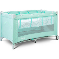 Caretero Basic Plus Παρκοκρέβατο 2 Επίπεδων με Στρώμα & Δίχτυ Πράσινο Mint