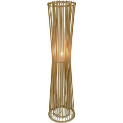 Timber Destyle Boho φωτιστικό δαπέδου rattan με λευκό περίβλημα PVC σε φυσικό χρώμα