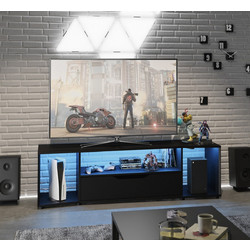 InsideHome Έπιπλο Τηλεόρασης Ξύλινο Μαύρο με Φωτισμό Led Μ163xΠ45xΥ48cm Hack 015.GM46