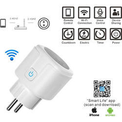 Telemax MH-SS03E-EU Έξυπνη Πρίζα - Smart Plug Wi-Fi με Διακόπτη Λευκή