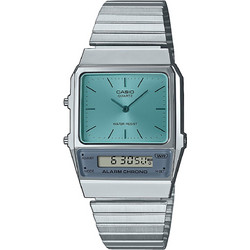Casio Vintage Ανδρικό Ρολόι Χρονογράφος με Ασημί Μεταλλικό Μπρασελέ AQ-800EC-2AEF