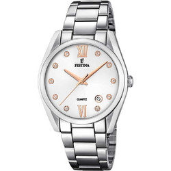 Festina Elegance Γυναικείο Ρολόι με Ασημί Μεταλλικό Μπρασελέ F16790/A