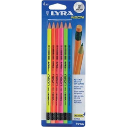 Lyra Neon Μολύβι Hb Με Γόμα 6 Χρώματα Σε Blister (001298001)