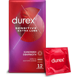 Durex Sensitive Extra Lube Προφυλακτικά Λεπτά με Λιπαντικό 12τμχ