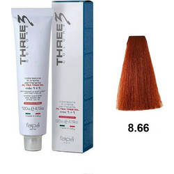 Faipa Three Color 8.66 Ξανθό Ανοιχτό Έντονο Κόκκινο Μόνιμη Βαφή Μαλλιών 120ml