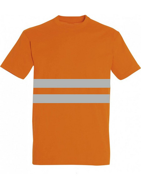 Ανδρικό Βαμβακερό T-shirt Εργασίας Πορτοκαλί με Αντανακλαστικές Ταινίες Υψηλής Ορατότητας