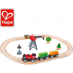 Hape Τρενάκι Με Γραμμές & Γερανό E3731