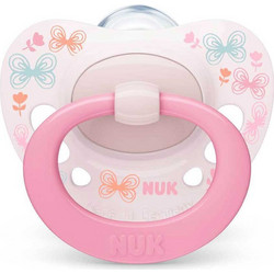 Nuk Signature Ανατομική Ορθοδοντική Πιπίλα Σιλικόνης 0-6m Butterflies Pink