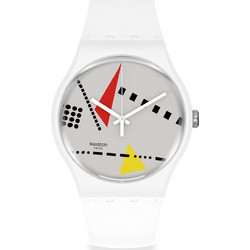Swatch Γυναικείο Ρολόι με Λευκό Καουτσούκ Λουράκι SO31W106