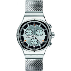 Swatch TV Time Ανδρικό Ρολόι Χρονογράφος με Ασημί Μεταλλικό Μπρασελέ YVS453M