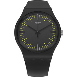 Swatch BlackNyellow Ανδρικό Ρολόι με Μαύρο Καουτσούκ Λουράκι SUOB184