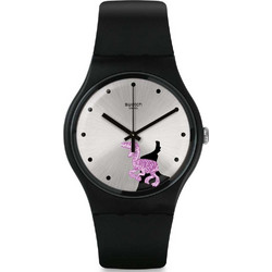 Swatch Γυναικείο Ρολόι με Μαύρο Καουτσούκ Λουράκι SUOB139