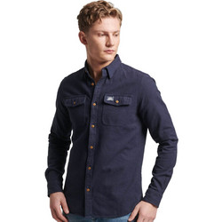 Superdry Ανδρικό Πουκάμισο Βαμβακερό Μακρυμάνικο Overshirt Navy Μπλε M4010723A-JKE