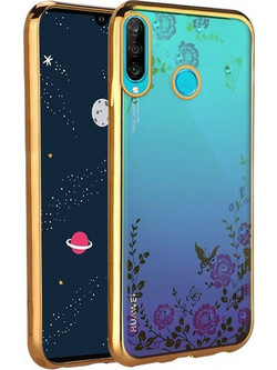 Θήκη Huawei P30 Lite Σιλικόνης με Στρας Forcell Strass TPU Case Diamond Garden -Gold