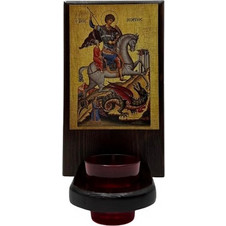 Καντήλι Τοίχου Άγιος Γεώργιος Ξύλινο 24x14cm