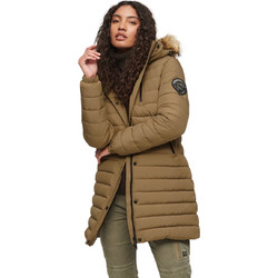Superdry Γυναικείο Μπουφάν Χειμωνιάτικο Puffer Μακρύ Καφέ W5011564A-9CK