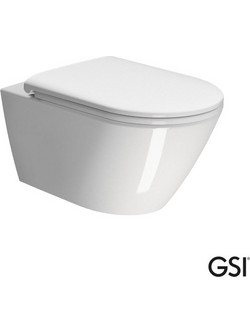 Λεκάνη Κρεμαστή Πορσελάνης GSI Kube-x 9415 Swirlflush 55 εκ. με κάλυμμα Slim Soft Close 941500C-300 Λευκό
