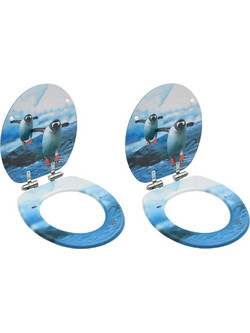 vidaXL Καπάκι Λεκάνης Οβάλ Ξύλινο Soft Close Πολύχρωμο 3056415