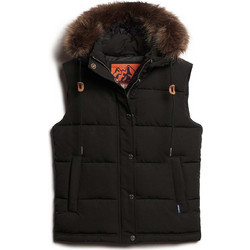 Superdry Everest Αμάνικο Γυναικείο Μπουφάν Χειμωνιάτικο Puffer Κοντό Μαύρο W5011551A-12A