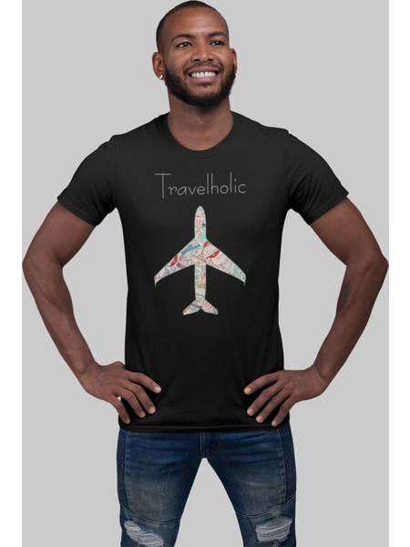 Travelholic t-shirt plus size - BLACK