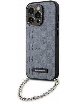 Karl Lagerfeld Saffiano Monogram Chain Back Cover Σιλικόνης για iPhone 14 Pro Max Ασημί