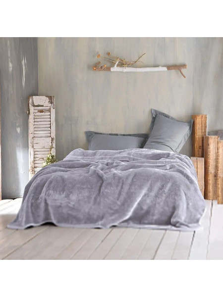 Κουβέρτα Μονή 160X220 Rythmos Velour- Ασημί