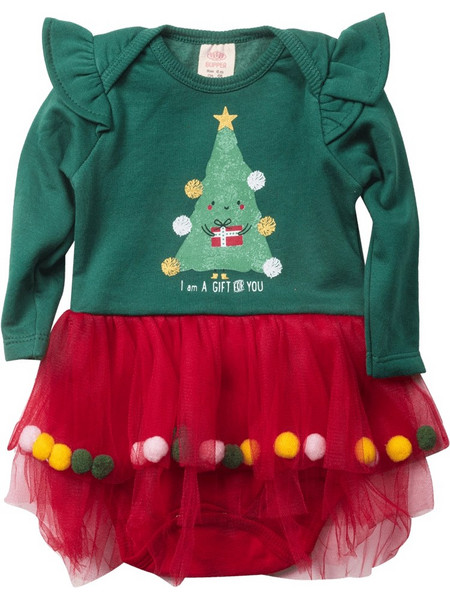 Βρεφικό χριστουγεννιάτικο φόρεμα Xmas tree πράσινο