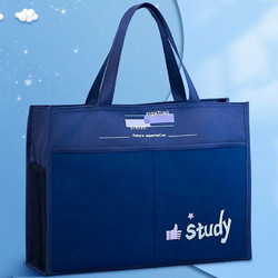 A3 Handheld Zipper File Bag Canvas Waterproof 8 Open Sketch Art Storage Bag(Dark Blue) (OEM)