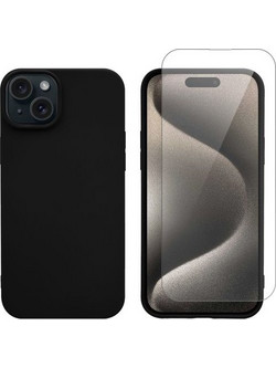 Redshield Silicone Case & Glass Set Black για iPhone 15 Plus Θήκη Κινητού & Προστατευτικό Οθόνης