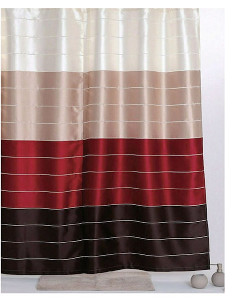 Import Hellas Κουρτίνα Μπάνιου Υφασμάτινη Multi Κόκκινη 180x200cm