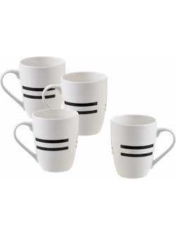 BENETTON Σετ 4 Τεμάχια Κούπα Πορσελάνης 360ml BLACK+WHITE BE-0258 BGBE000258