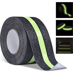 EONBON Anti Slip Tape-AST-80 Αντιολισθητική Ταινία Μαύρη με Πράσινη Φωσφοριζέ Ρίγα (5MX3CM)