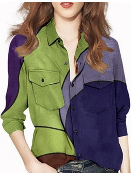 Ladies Fashion Shirt (Color:As Show Size:XXL)