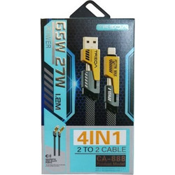 Καλώδιο φόρτισης 4 σε 1 από USB-A ή TYPE-C σε Lightning(27W) ή TYPE-C(65W) 1.2m CA-888