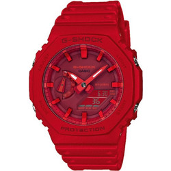 Casio G-Shock Ανδρικό Ρολόι Χρονογράφος με Κόκκινο Καουτσούκ Λουράκι GA-2100-4AER
