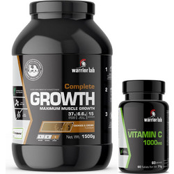 Warriorlab Complete Growth Cookies & Cream Πρωτεΐνη Ορού Γάλακτος Όγκου 1.5kg + Vitamin C 1000mg 60 Ταμπλέτες