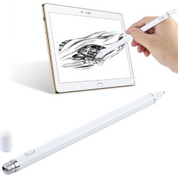 Long Universal Rechargeable Capacitive Touch Screen Stylus Pen with 2.3mm Superfine Metal Nib for iPhone, iPad, Samsung, and Other Capacitive Touch Screen Smartphones or Tablet PC(White)