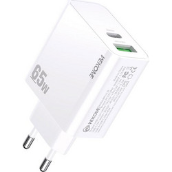 WK WP-U116 Φορτιστής Χωρίς Καλώδιο με Θύρα USB-A & USB-C 65W Power Delivery & Quick Charge 3.0 White