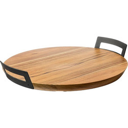 Ξύλινος δίσκος παρουσίασης φ32cm με 2 μεταλλικές λαβές στο πλάι Σειρά Life Abert c478962