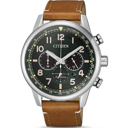 Citizen Eco-Drive Ανδρικό Ρολόι Χρονογράφος Solar με Καφέ Δερμάτινο Λουράκι CA4420-21X