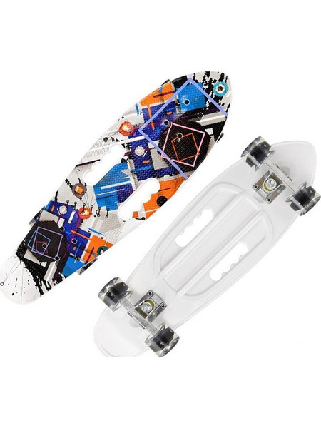 Skate Board Fish Professional Με Flash Στους 4 Τροχους Black-Orange