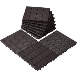 VEVOR Σετ 10 Αδιάβροχων Πλακιδίων Δαπέδου 12"x12" για Βεράντα Σκούρο Καφέ HDDBSL4TBTSZNBR2SV0