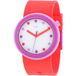 Swatch Popalicious Γυναικείο Ρολόι με Φούξια Καουτσούκ Λουράκι PNP100