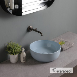 Scarabeo Glam Επικαθήμενος Νιπτήρας Μπάνιου Στρογγυλός Πορσελάνης 39x14cm Γκρι 502-1807-620